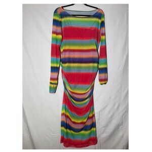 Rainbow Pride Mesh Dress w/red slip Size XL STRETCHY!